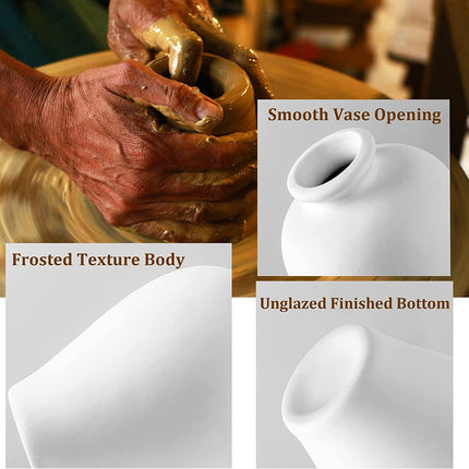 Ceramic Set of 5 White Vases for Home D�cor