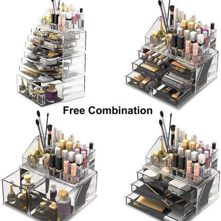 Makeup Cosmetic Organizer Storage with 12 Drawers Display Boxes (Clear)