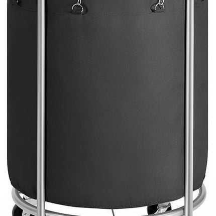 Steel Frame Laundry Basket Wheels, Black