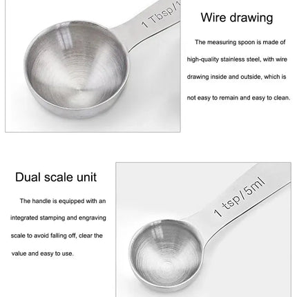 Stainless Steel Measuring Spoons Set, 6 Pieces, Silver for Accurate Cooking and Baking