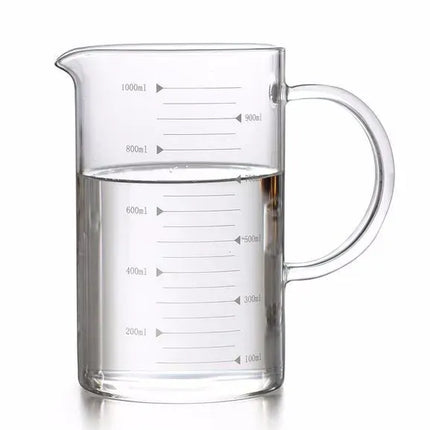 Large 1000ml Clear Borosilicate Glass Measuring Cup with Direct Fire Heat Resistance