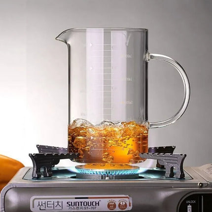 Large 1000ml Clear Borosilicate Glass Measuring Cup with Direct Fire Heat Resistance