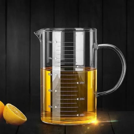 Large 1000ml Clear Borosilicate Glass Measuring Cup with Direct Fire Heat Resistance