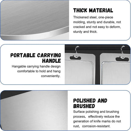 Double-Sided Titanium Cutting Board in Silver, 36x25CM, Heat Resistant for Kitchen and Camping