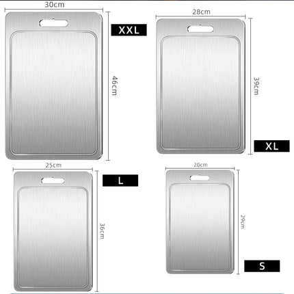 Double-Sided Titanium Cutting Board in Silver, 46x30cm, Durable and Heat Resistant