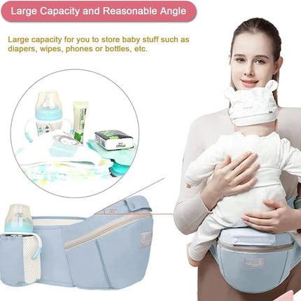 Blue 6 in 1 Adjustable Baby Carrier with Hip Seat in Light Green for Newborns and Toddlers (3-36 Months)