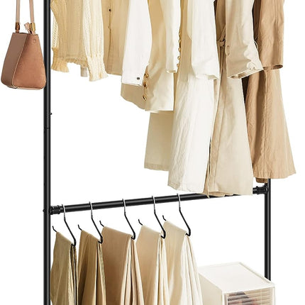 Industrial Clothing Rack Wheels Double Rod