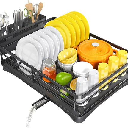 Large Dish Drying Rack with Drainboard Black