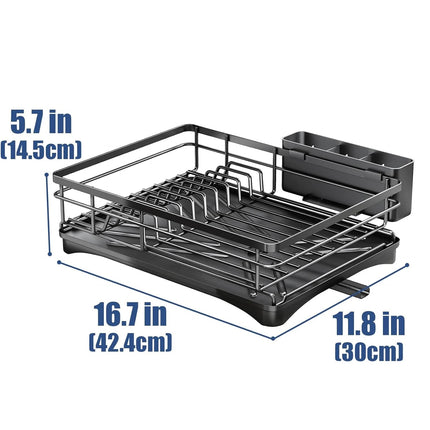 Large Dish Drying Rack with Drainboard Black