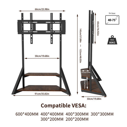 Adjustable Floor TV Stand for 40-75" LCD LED