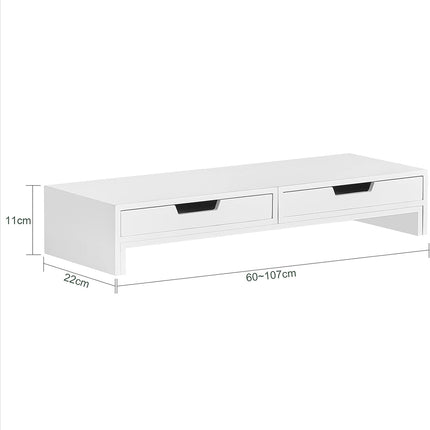 White Monitor Stand with Drawers