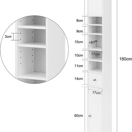 White Tall Bathroom Cabinet High Storage