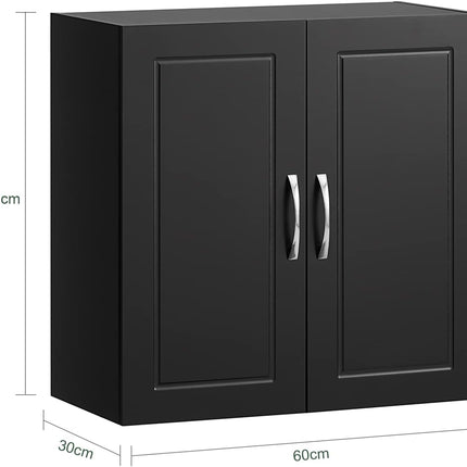 Wall Storage Cabinet Double Doors, Black
