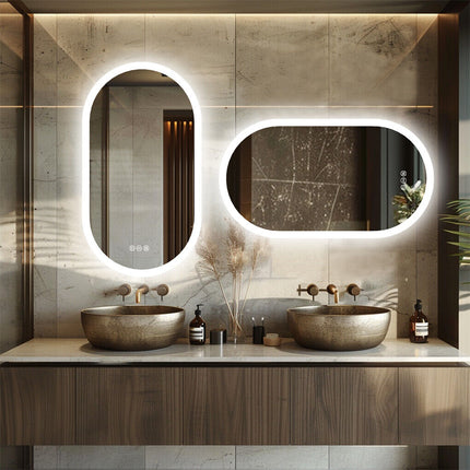 800x500mm LED Bathroom Mirror Oval Anti-Fog Dimmable Wall Mount