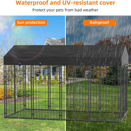 Small Outdoor Dog Kennel Pet Cage with Roof Cover 125x120x165cm