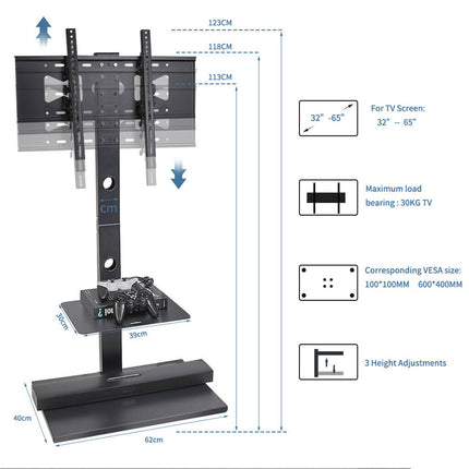 TV Stand Base Swivel Mount 32-65 inch Adjustable Height