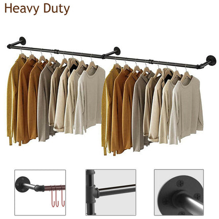 Industrial Iron Pipe Clothes Rail Vintage Wall Shelf