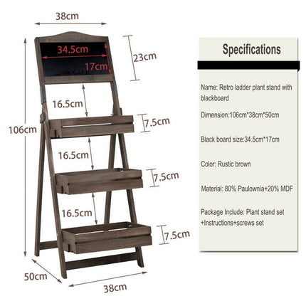 3 Tier Rustic Wood Plant Stand 38CM Corner Shelf