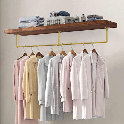 Vintage Iron Clothes Rail Gold Wall Mounted Garment Rack