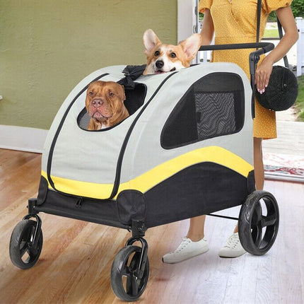Dog Stroller w/ Divider, Foldable Pet Cart