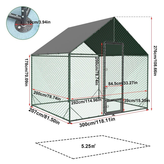 Large Chicken Coop Hen House 276x207x300cm Cage Enclosure