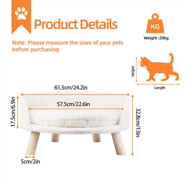 Luxury Round Pet Sofa Bed 60cm Soft Cushion Anti-skid
