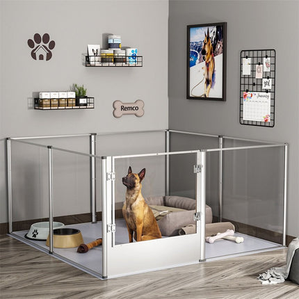Large Acrylic Dog Playpen 163x102.5x80CM, 6 Panels