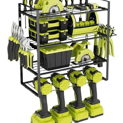4-Layer Heavy Duty Drill Holder Wall Mount Tool Rack Organizer,