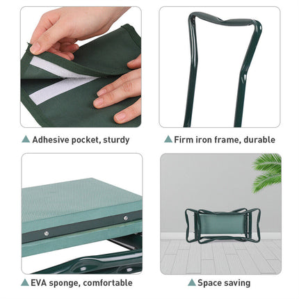 XXL Garden Kneeler Seat Stool with Pocket, 150kg Load