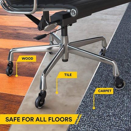 3 Swivel Rollerblade Chair Wheels, 7/16 Stem, All Floors - 5 Pack