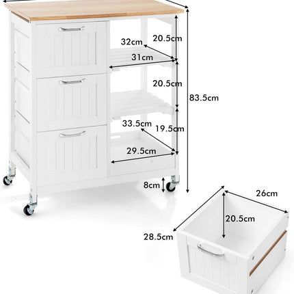 Kitchen Island on Wheels with Storage