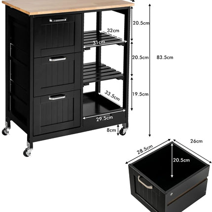 Kitchen Island Cart with Storage, Drawers, Shelves