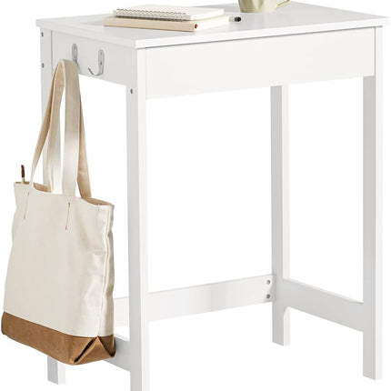 Small White Desk with Drawer Hooks