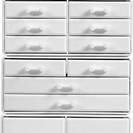 Makeup Cosmetic Organizer Storage with 12 Drawers Display Boxes (White)