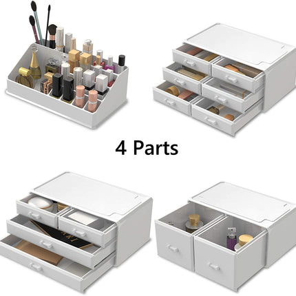 Makeup Cosmetic Organizer Storage with 12 Drawers Display Boxes (White)