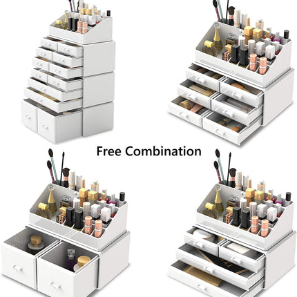 Makeup Cosmetic Organizer Storage with 12 Drawers Display Boxes (White)