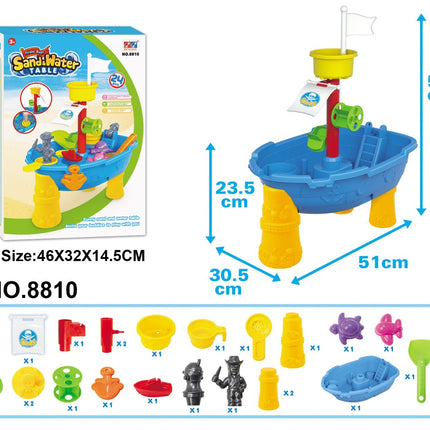 Pirate Ship Modelled, Sand and Water Table with 24 Accessories