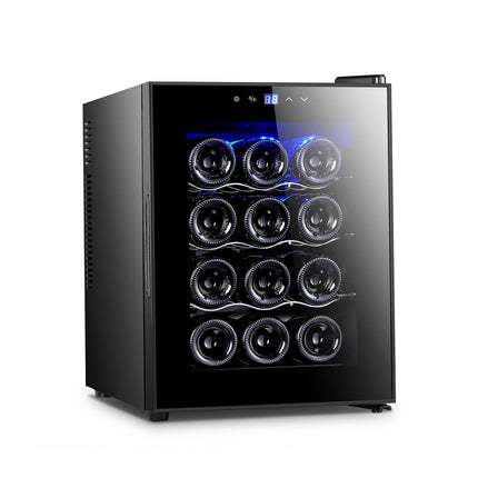 12 Bottle Thermoelectric Wine Fridge, 65W, UV Protected Glass Door, Soft LED Illumination