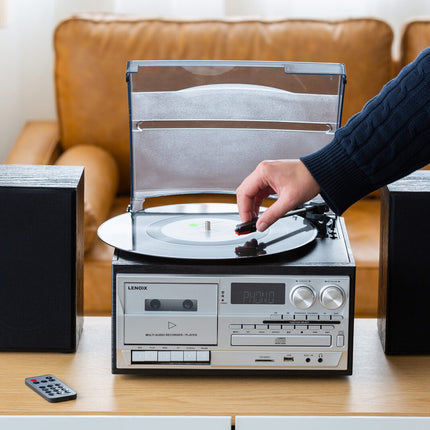 Audio Home Entertainment System (Black) Turntable, CDs, Vinyl, Wireless Streaming & More