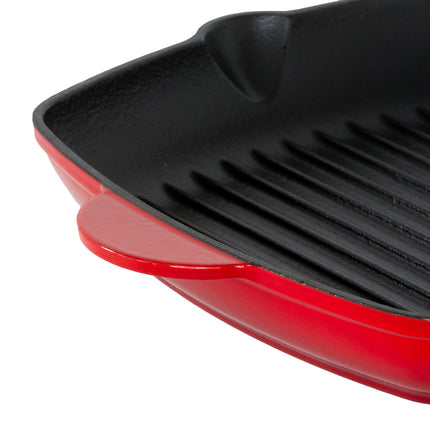Enamelled Cast Iron Square Grill Pan (44 x 30 x 4.7 cm) - Red