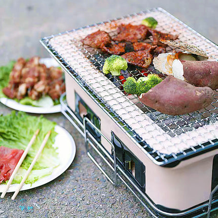 Portable Hibachi Tabletop Grill Dual Charcoal BBQ Chambers