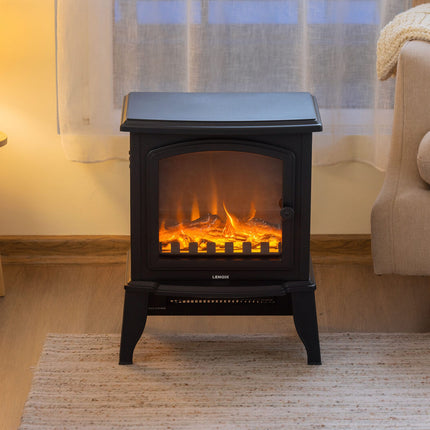Electric 1000W to 2000W Fireplace Heater with Realistic Log Flame Display