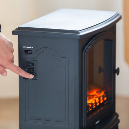 Electric 1000W to 2000W Fireplace Heater with Realistic Log Flame Display