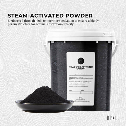 Orku 400g Activated Carbon Powder Coconut Charcoal Bucket - Water Filtration