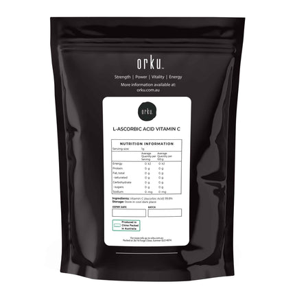 Orku 10g Vitamin C Powder Pure L-Ascorbic Acid - USP Grade Non-GMO
