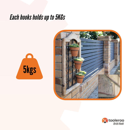 5 Pack 120mm (4.7") Brick Hooks - Wall Crab Clips Hangers For Pictures Plants