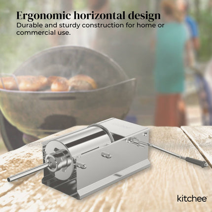 Kitchee 7L Manual Horizontal Sausage Filler - Stainless Stuffer Meat Press Machine
