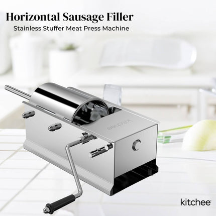 Kitchee 7L Manual Horizontal Sausage Filler - Stainless Stuffer Meat Press Machine