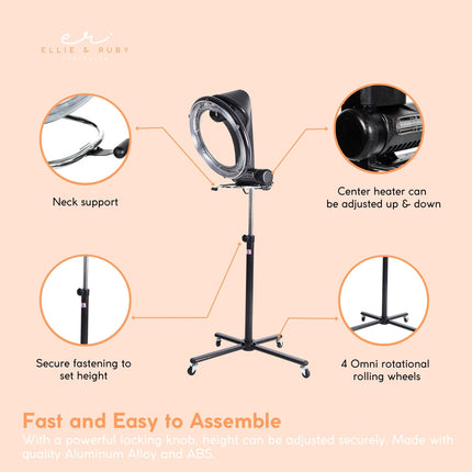 Ellie & Ruby Standing Hair Dryer Accelerator Colour 360 Rotating Halo Rolling