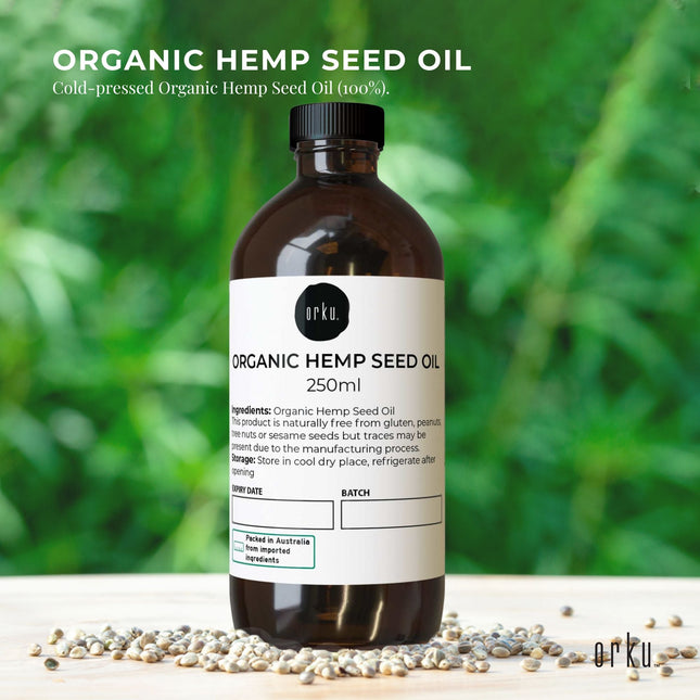 Orku 250ml Organic Hemp Seed Oil - Cold Pressed Food Grade Oils